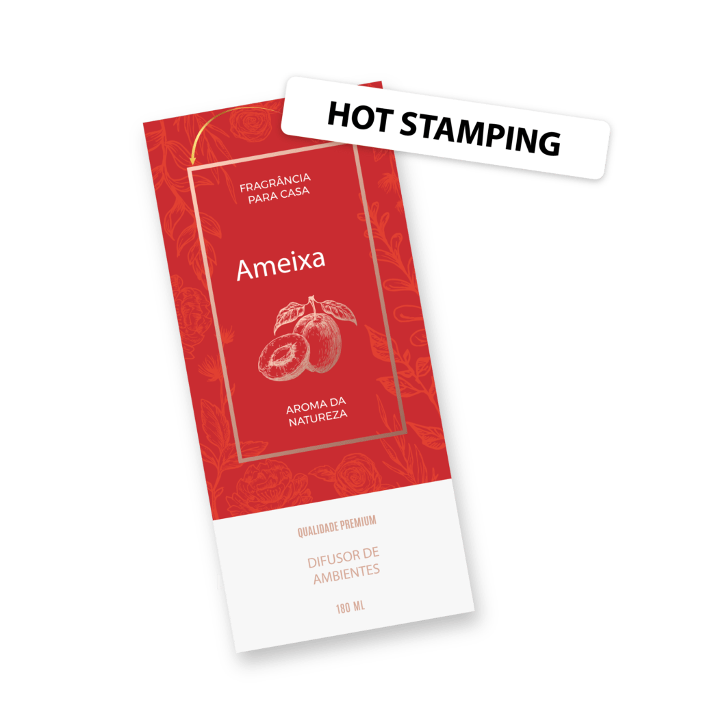 rótulos para cosméticos e suplementos Acabamento HotStamping LabelColor